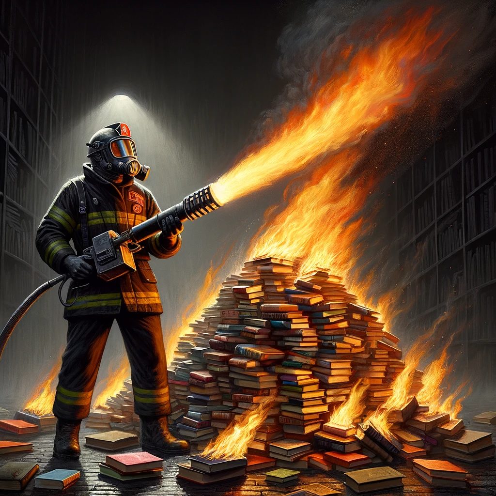 Ray Bradbury's science fiction novel "Fahrenheit 451,"